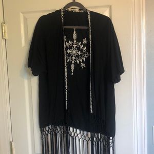Black Fringe Tribal Kimono.